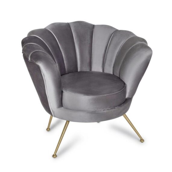 Scalloped Accent Chair  *Grey Velvet*