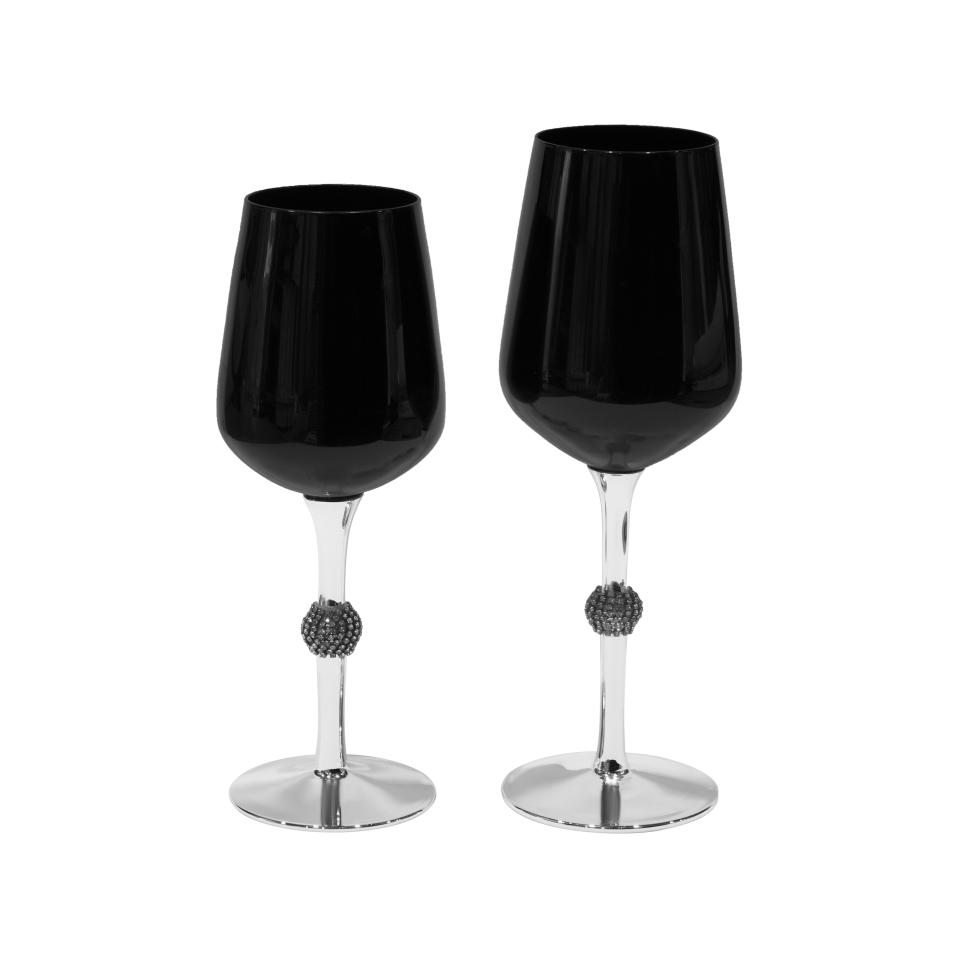 Black&Silver Stem Glassware - All Set Party Rentals