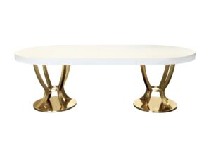 White Oval Mdf Top / Gold Legs