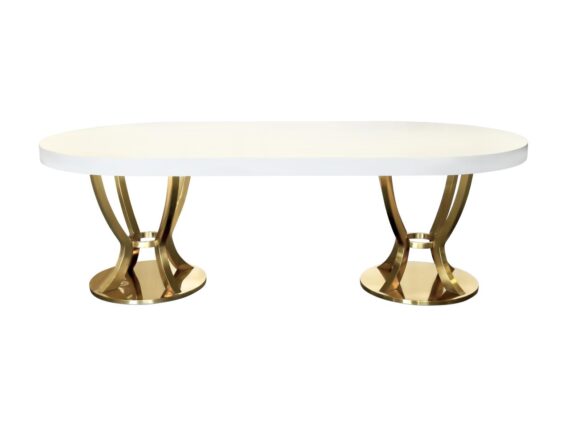 White Oval Mdf Top / Gold Legs
