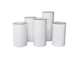 White Acrylic Pedestals 5Pcs Round  Glass Top
