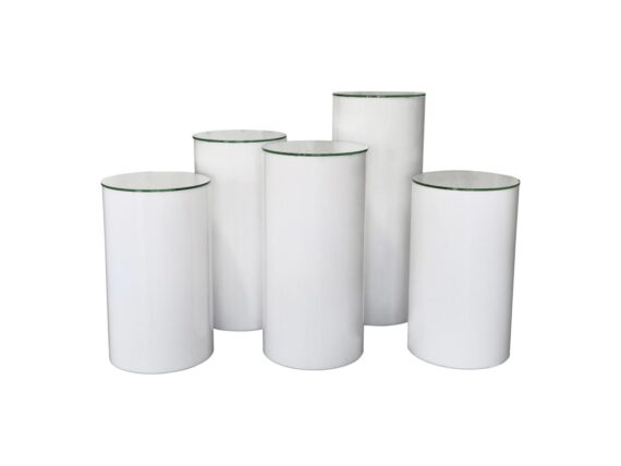 White Acrylic Pedestals 5Pcs Round  Glass Top
