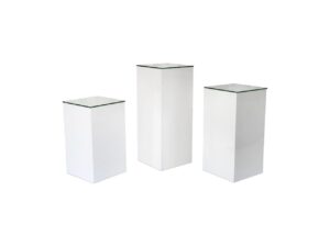 White Acrylic Pedestals 3Pcs Square Glass Top