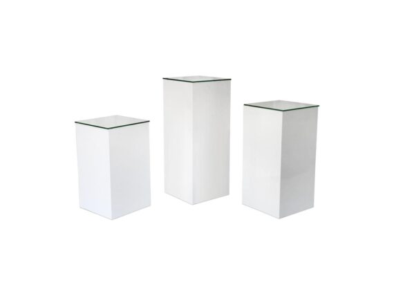 White Acrylic Pedestals 3Pcs Square Glass Top