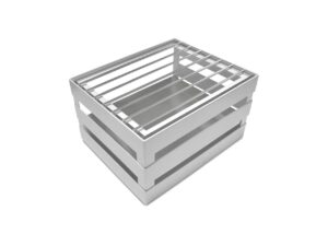 White Half Size Metal Crate Frame with Grill and Riser