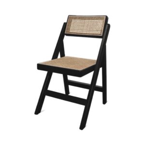 Black Rattan Folding Chair